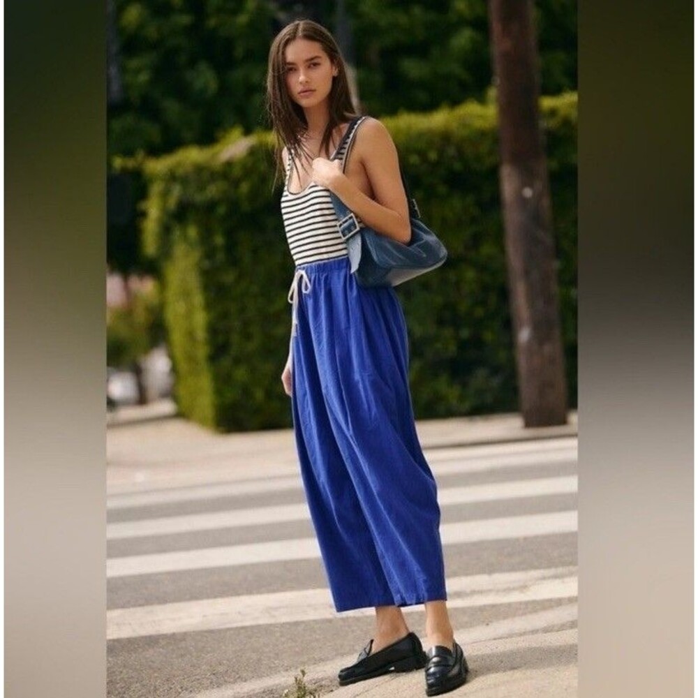 Free People Jumpsuit Womens Size Small Le Plage Blue White Black Stripe NWT